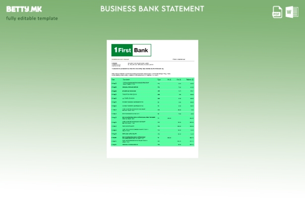 модерен стил First Bancorp Bank Деловна изјава за Word и PDF шаблон